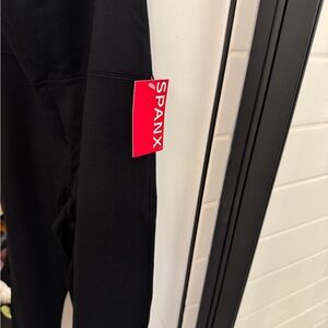 SPANX Black Leggings with Red Logo Tag